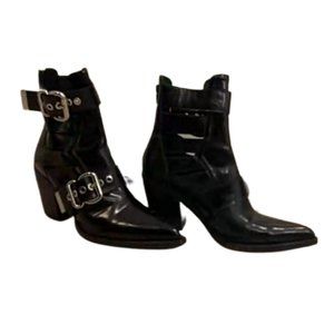 Jeffrey Campbel black buckle boots